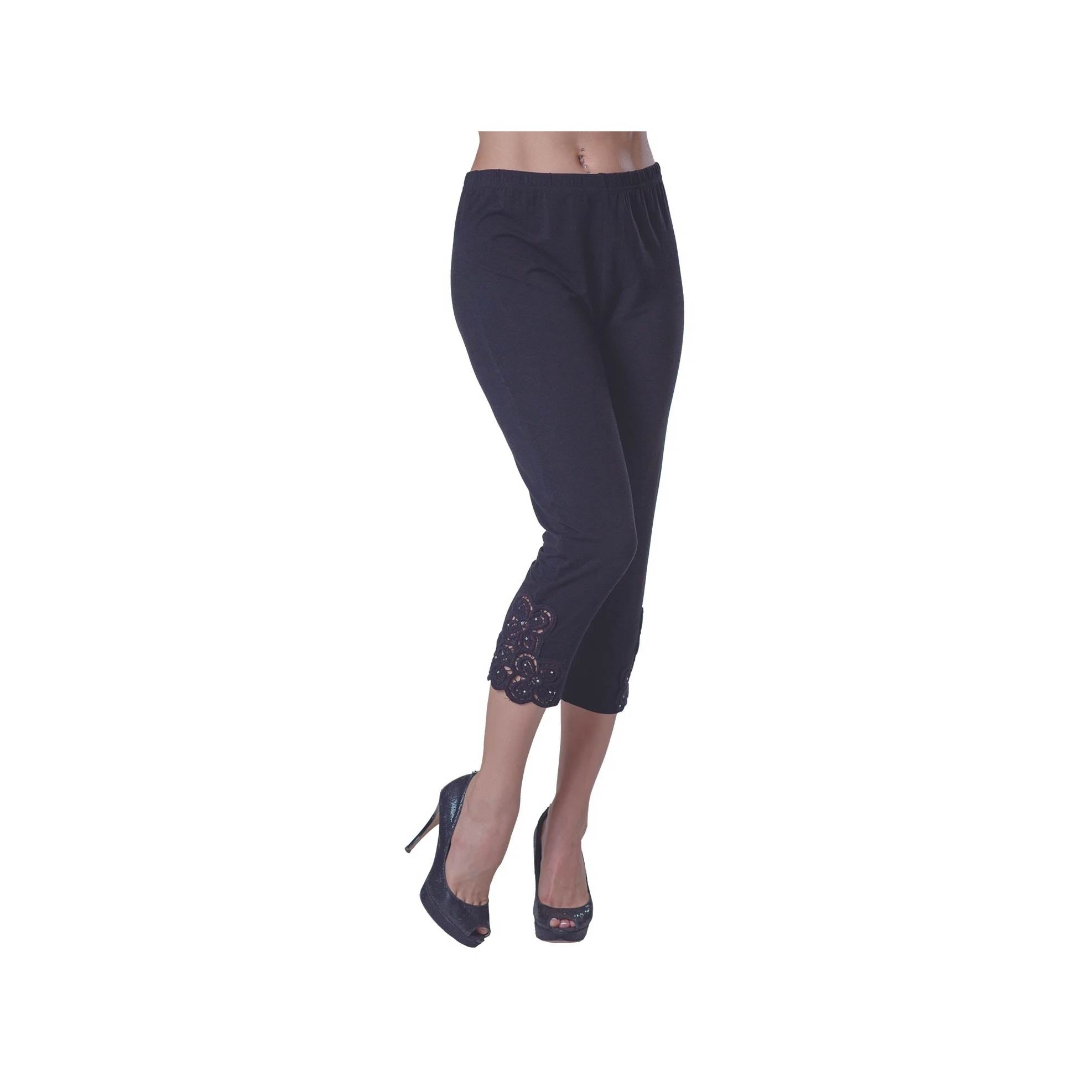 ZLBDYG Womens Pants Leggings Women's Pocket Capri 3/4 High Waist