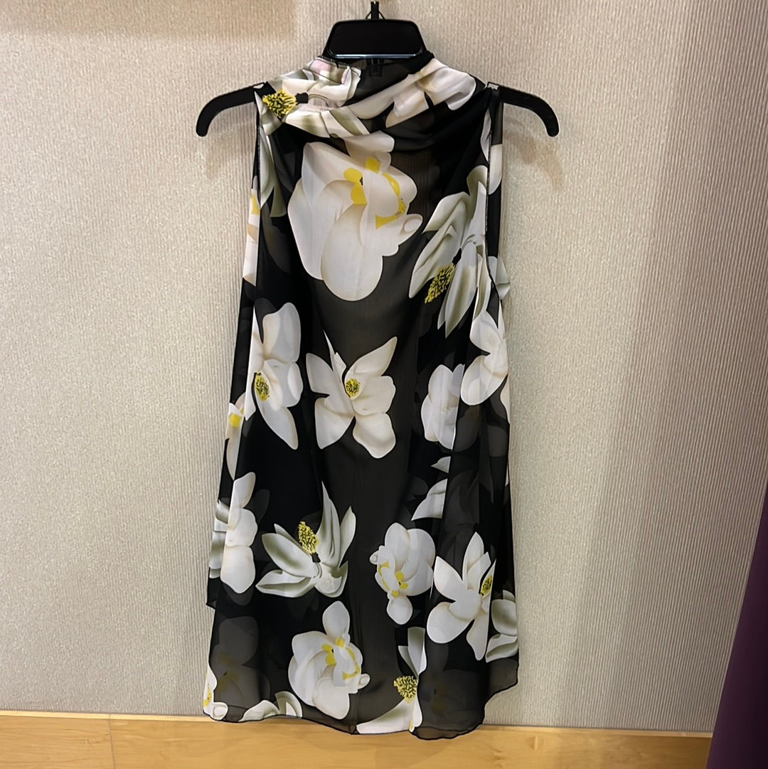 Black Shear Shrug with White & Yellow Flowers A21260-200