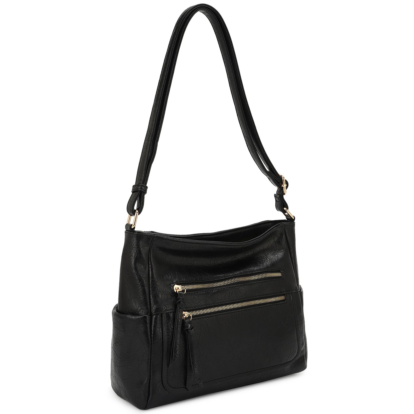 Black zip pocket crossbody bag
