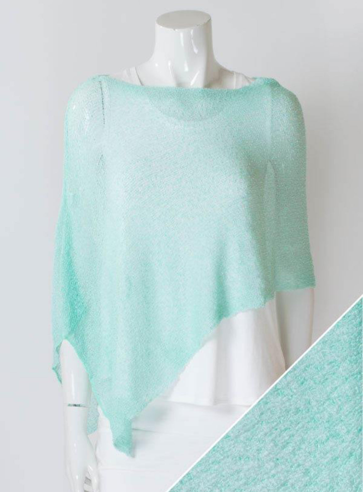 One size light knit poncho Aqua