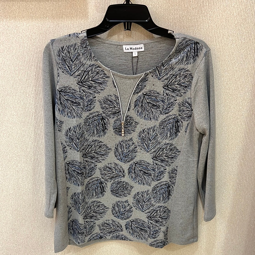Grey/Blue Top F31463R-2