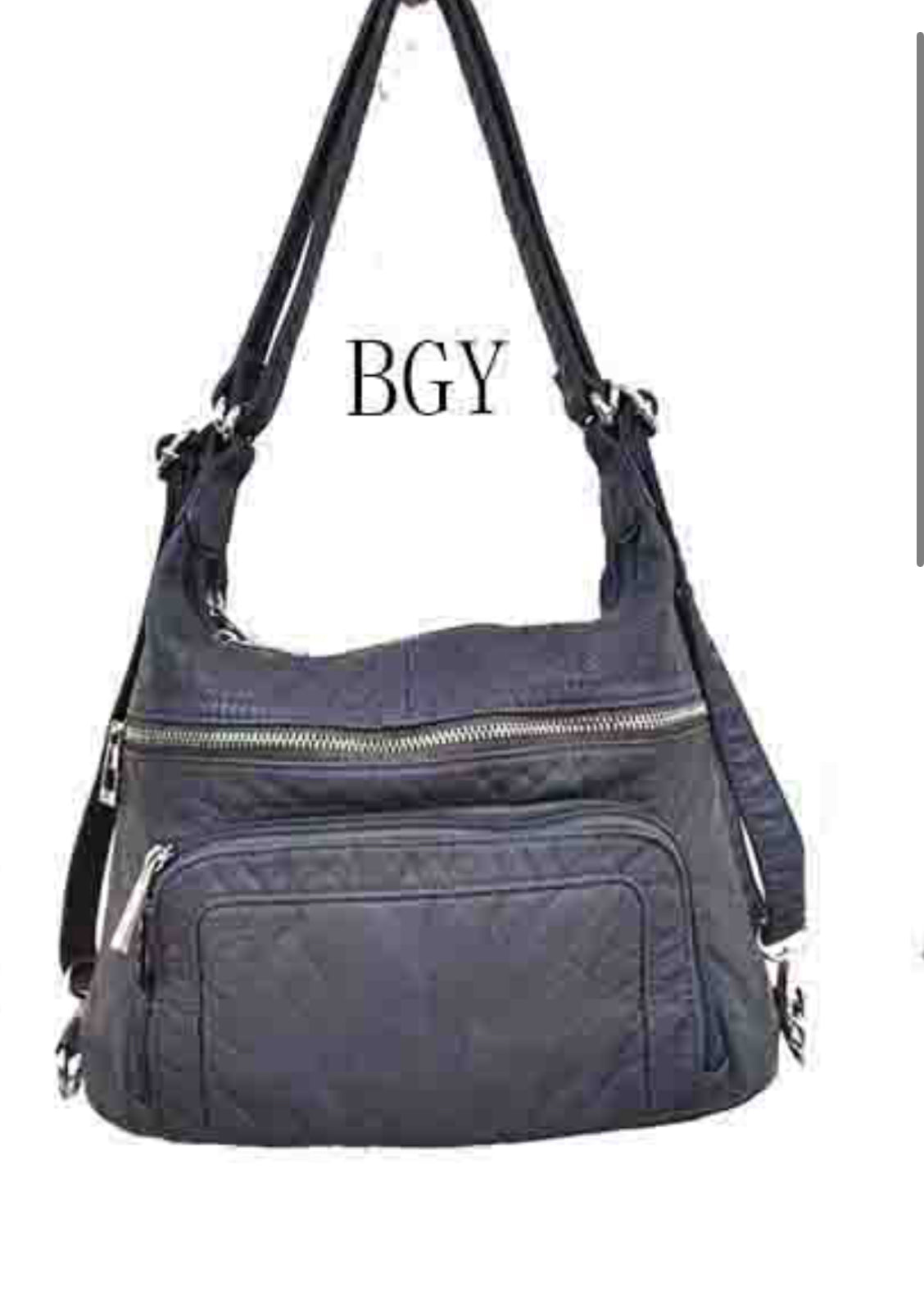 Blue Grey WH3104 3 in 1 style backpack purse with wallet front