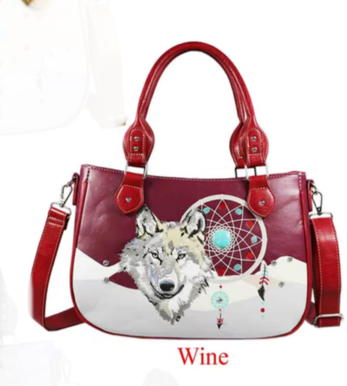 Wine Wolf Purse with detachable strap