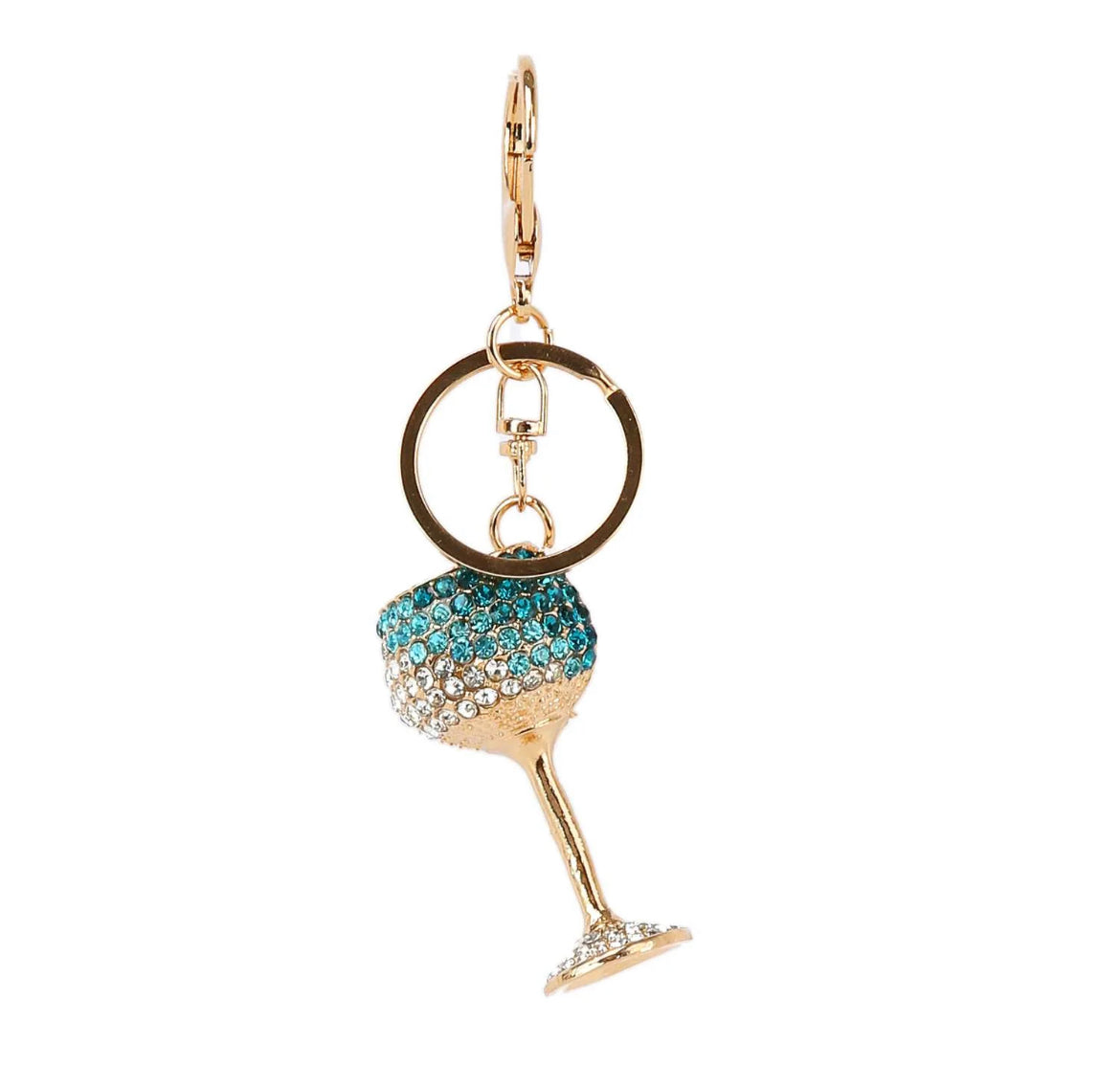 Wine Glass Rhinestone purse charm Turquoise