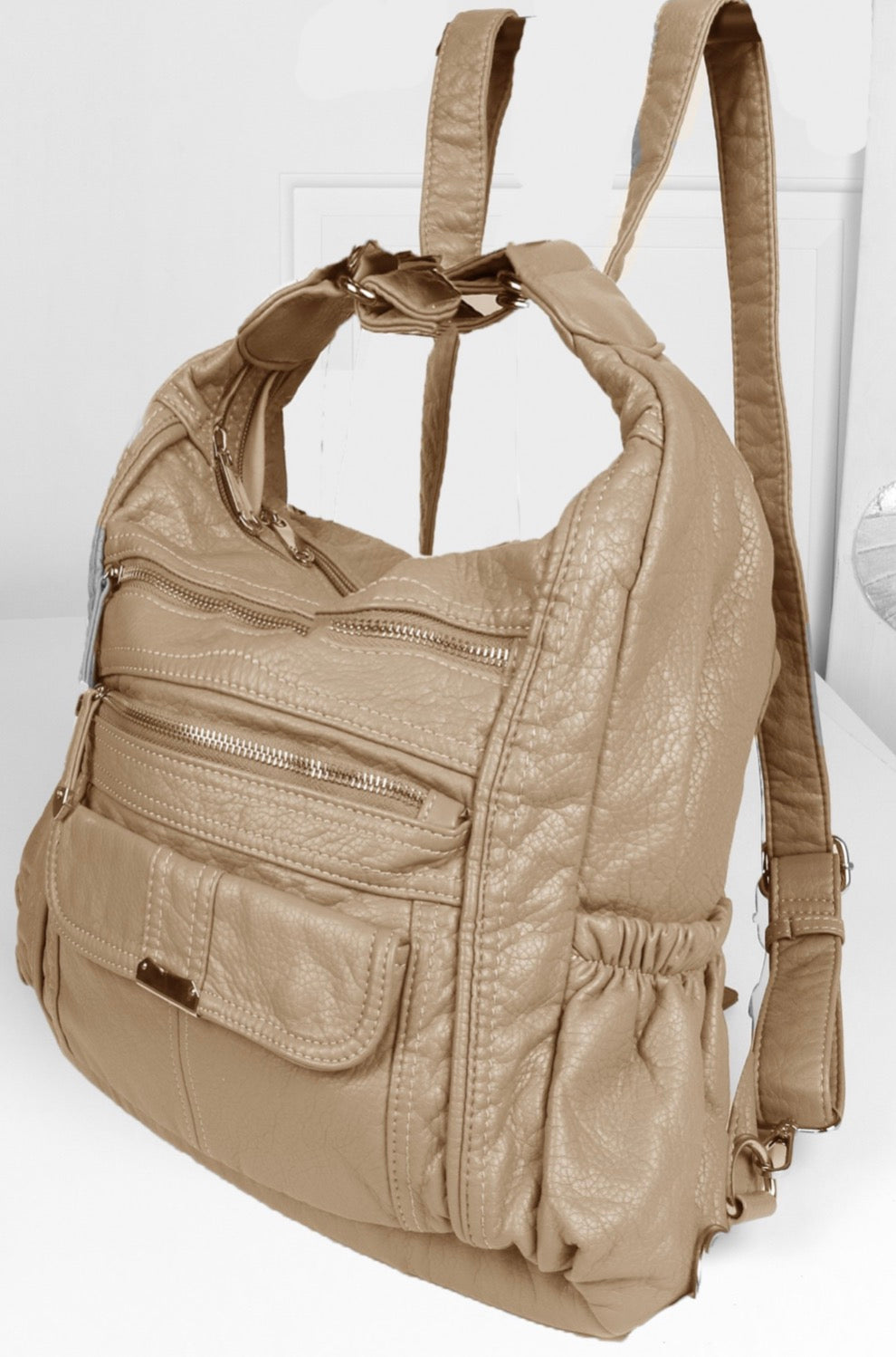 Beige 3 in 1 backpack purse GC