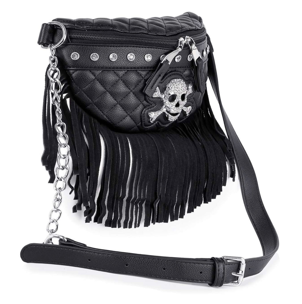 Fringed skull crossbody sling