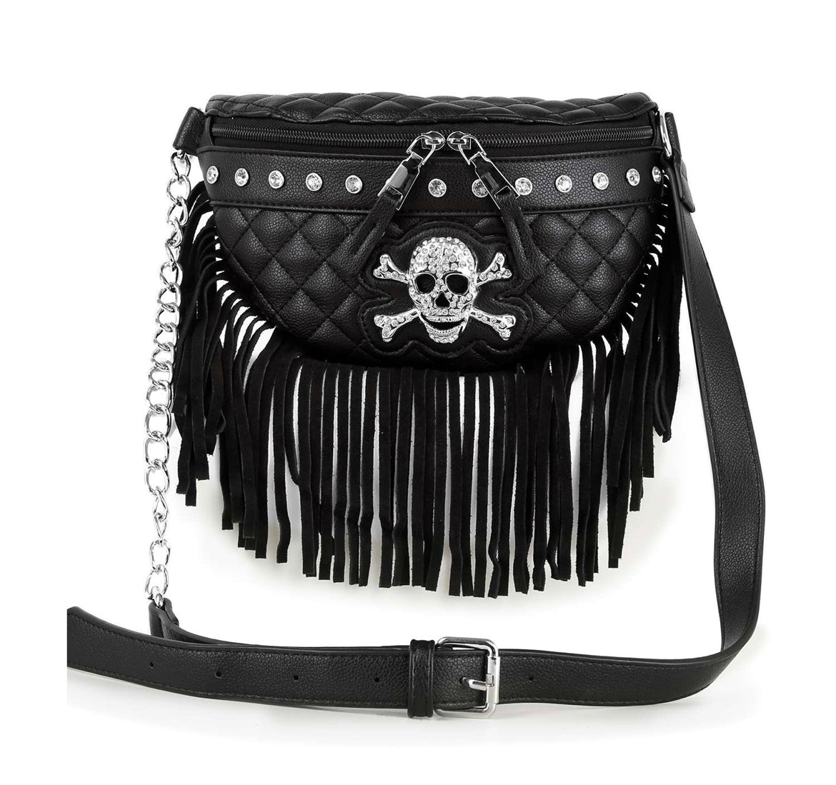 Fringed skull crossbody sling