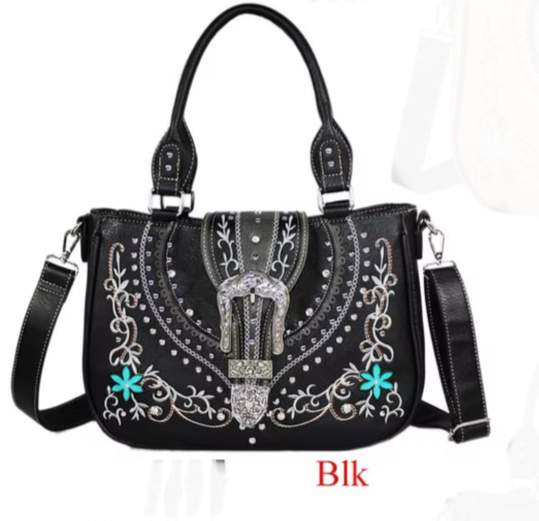Black Buckle Purse with detachable strap W127