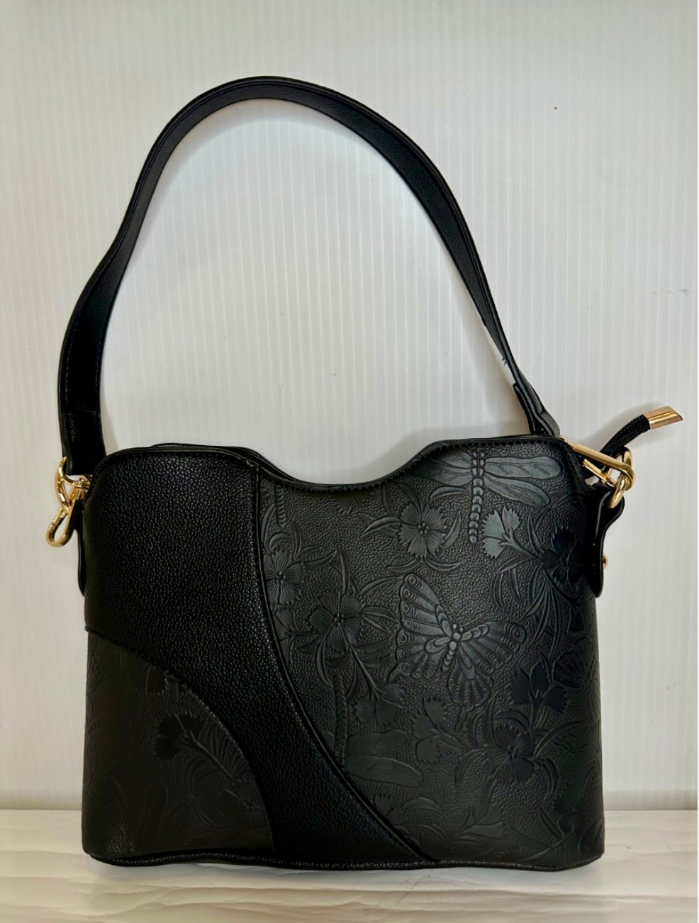 Black Purse with Butterfly and dragonfly design