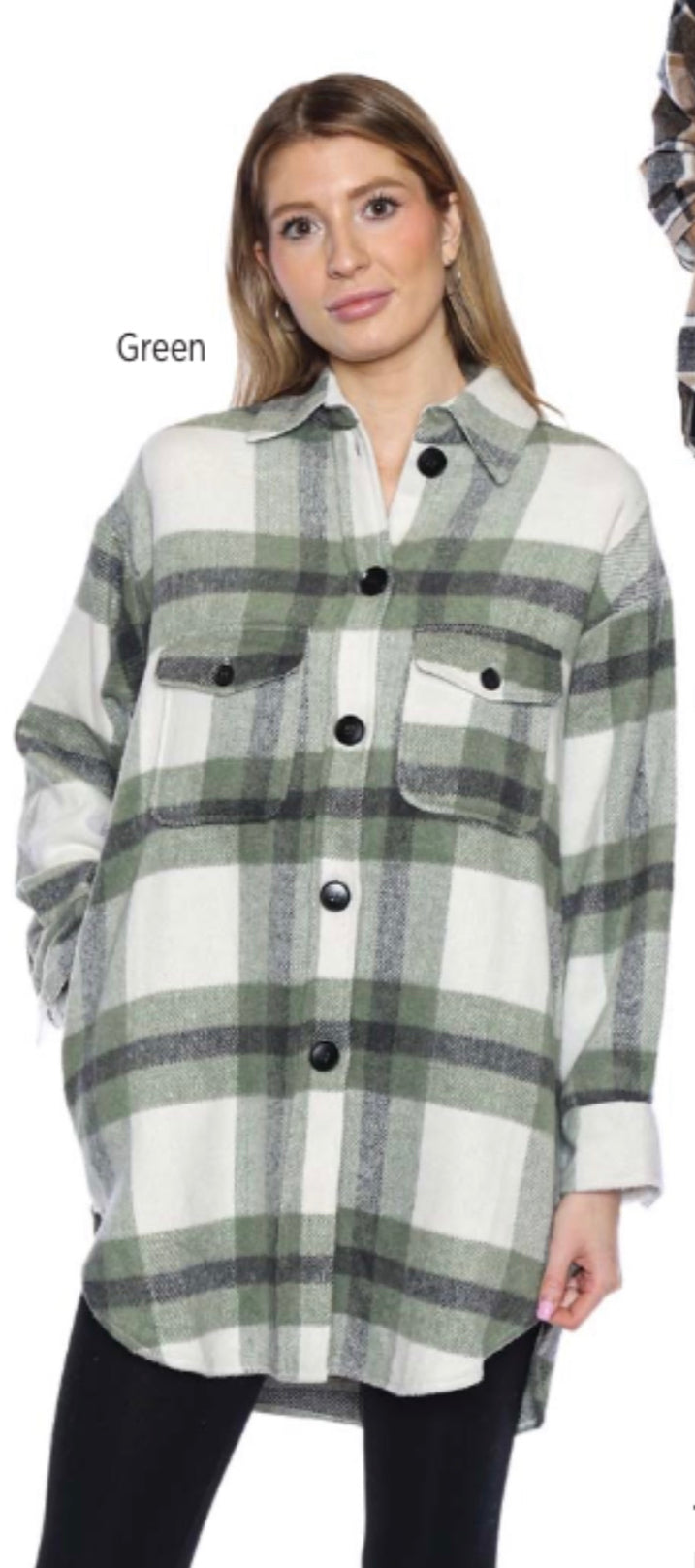 Plaid PA4201 Shacket Green
