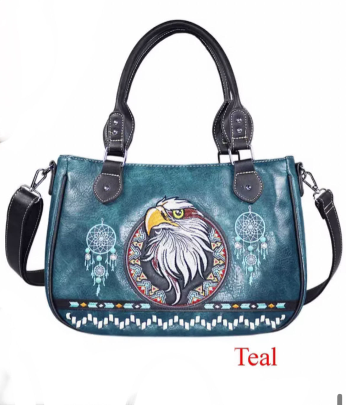 Teal Eagle Purse with detachable strap
