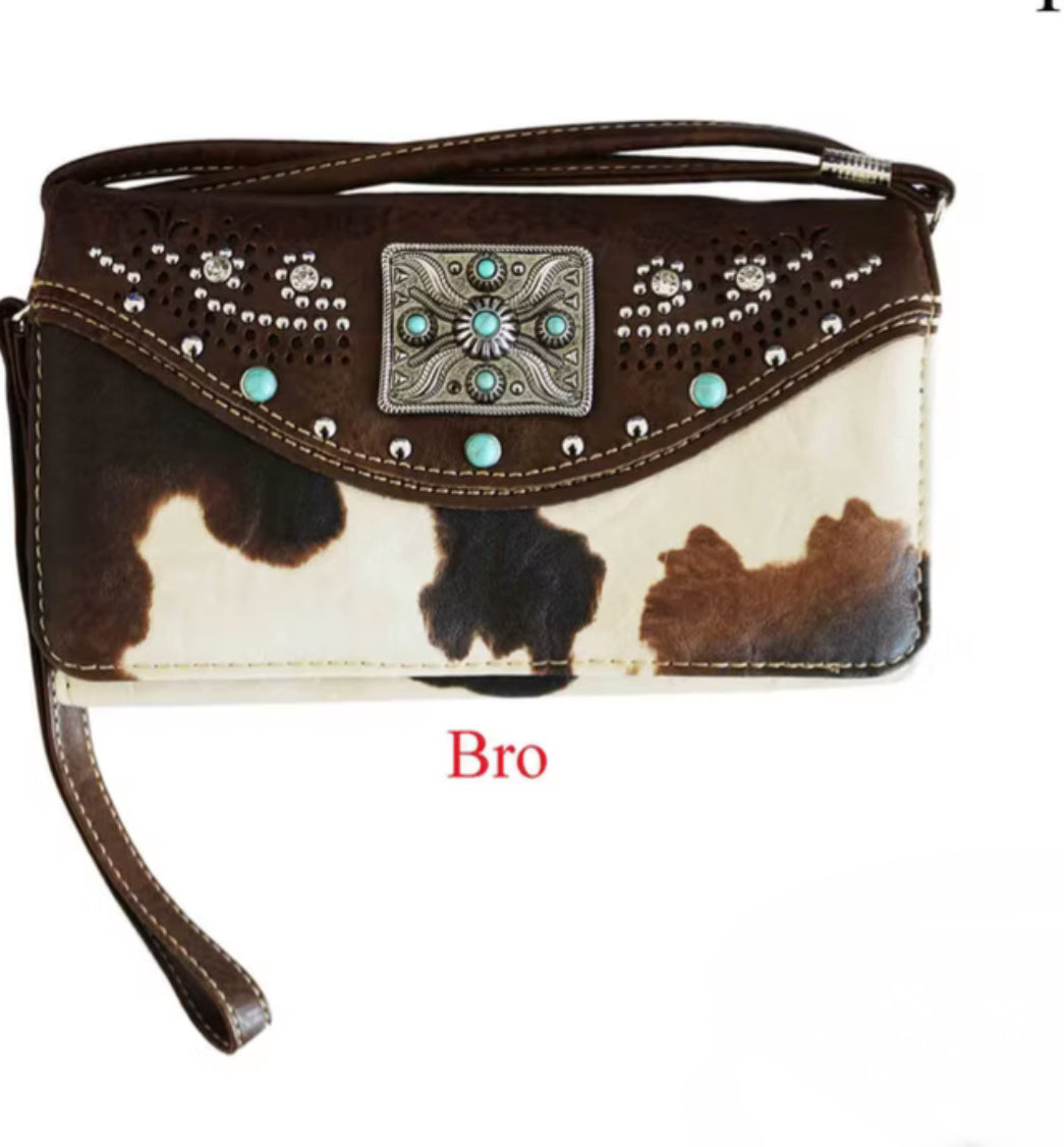 Brown Cow Print Wallet W210