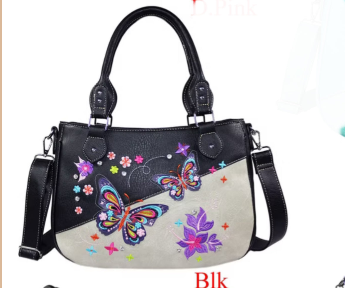 Black Butterfly Purse with detachable strap
