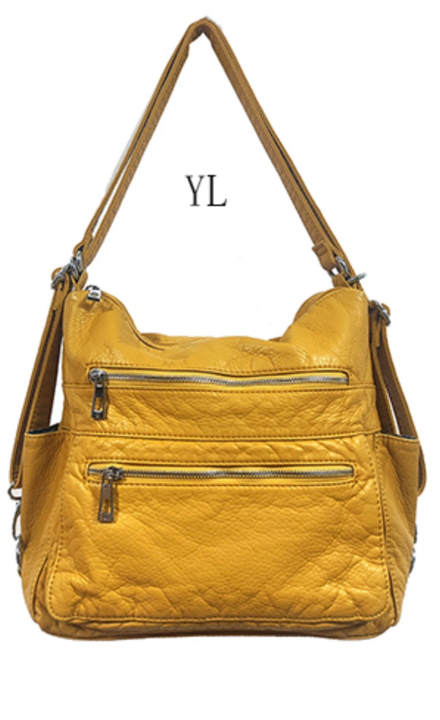 Yellow WH3109 3 in 1 style backpack purse with two front zippers