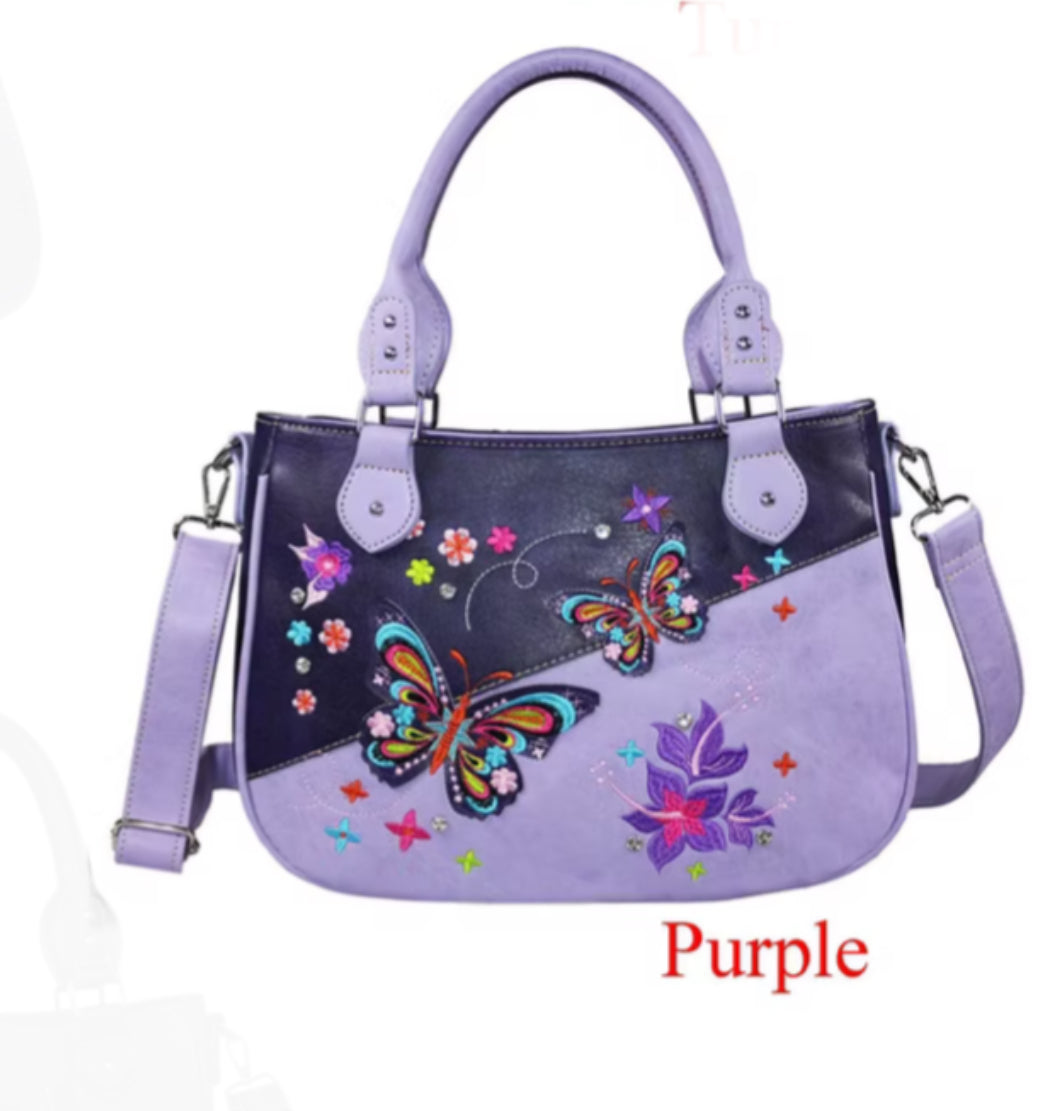 Purple Butterfly Purse with detachable strap