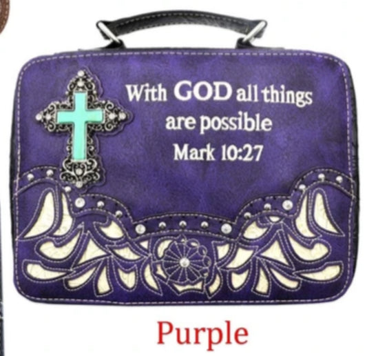 Purple Mark 10:27 bible cover