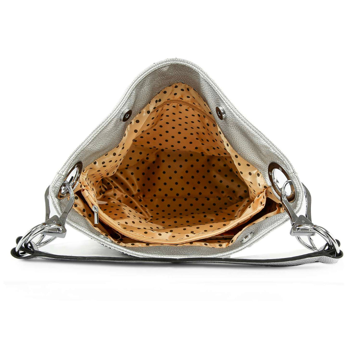 Dazzling rhinestone silver four square purse with ring sides