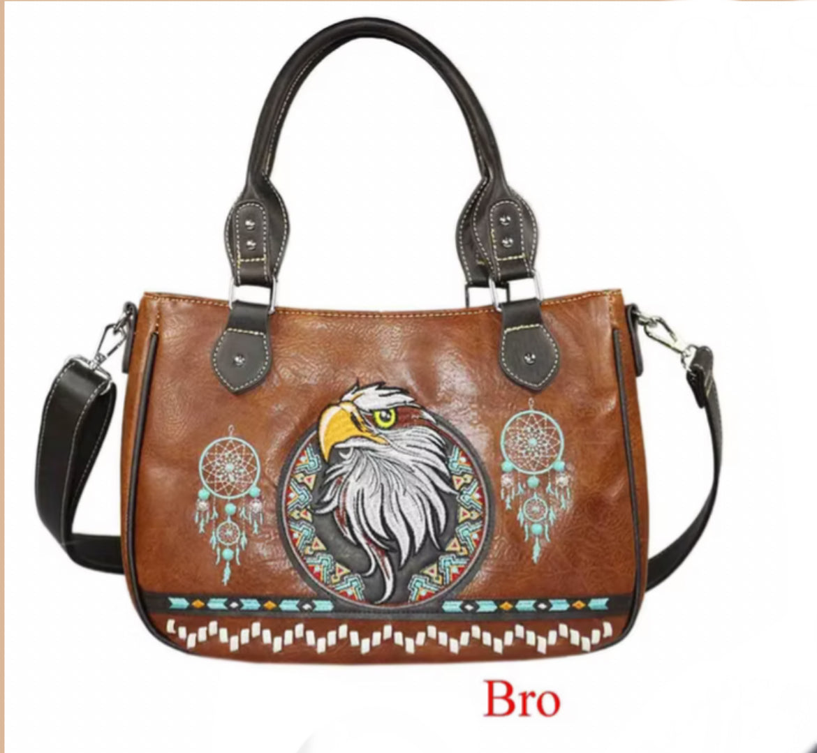 Brown Eagle Purse with detachable strap