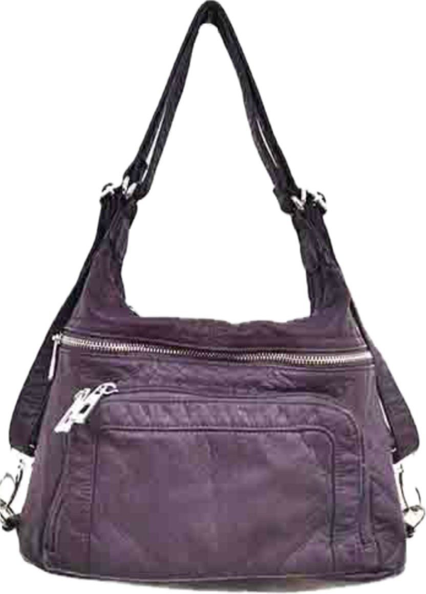 Purple WH3104 3 in 1 style backpack purse with wallet front