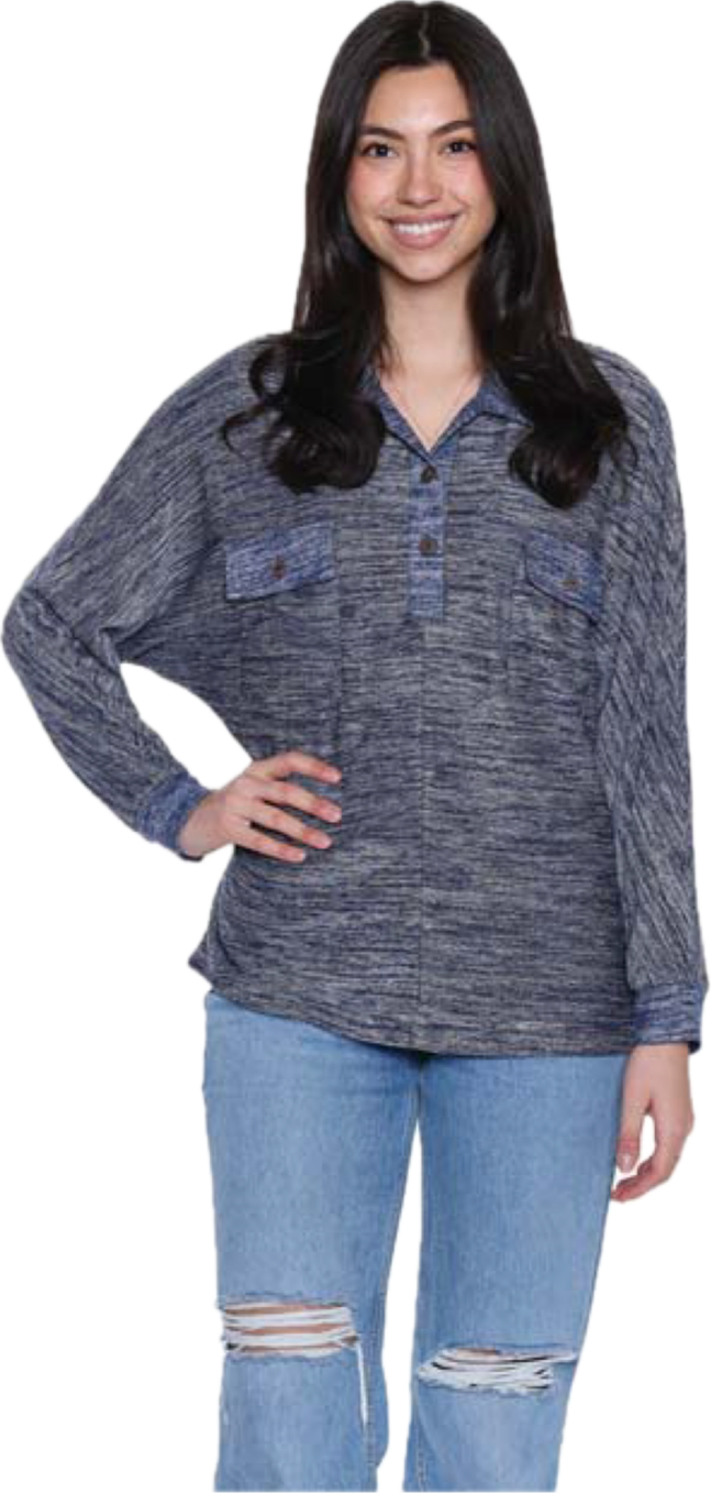 Blue top with pockets T5158