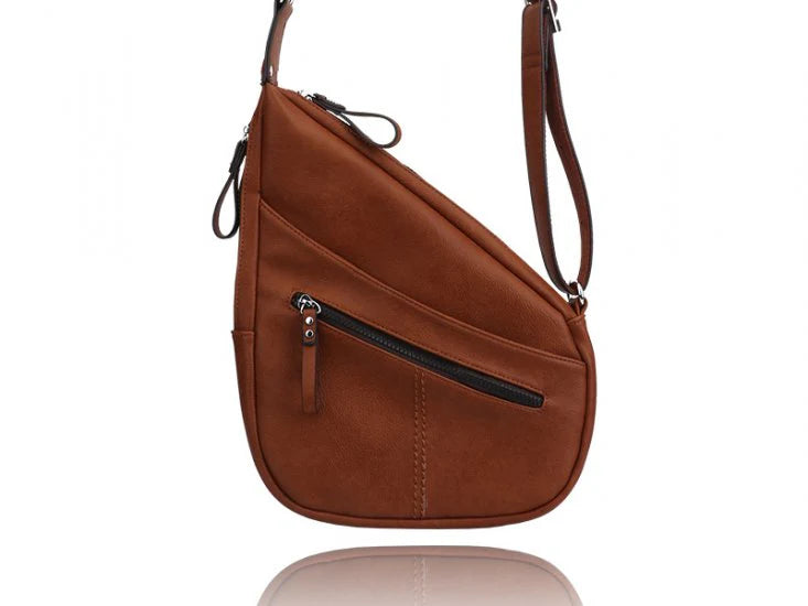 Mocha Monica angled crossbody purse