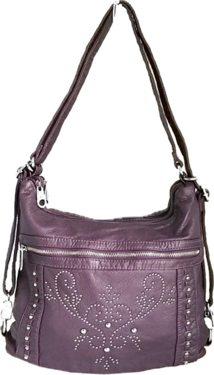 Purple WH2916 in 1 style backpack purse with bling