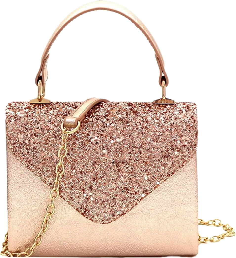 Rose Gold glitter clutch with handle HP3297