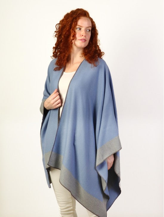 Two-Tone Blue Soft Reversible Cape CP127204
