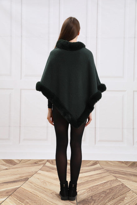 Green CT180 faux fur poncho