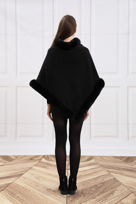 Black CT180 faux fur poncho