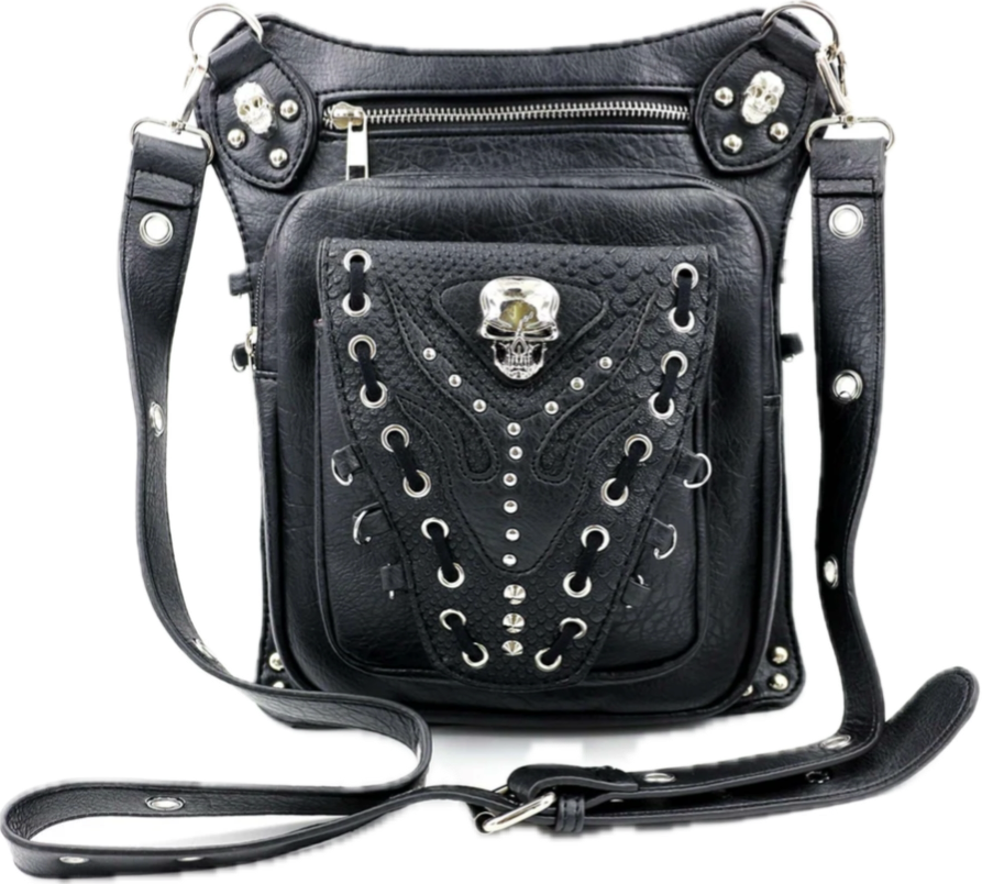 Skull stitched saddlebag messenger