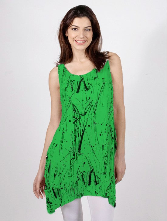 Ink splattered one size tops with coconut buttons Green
