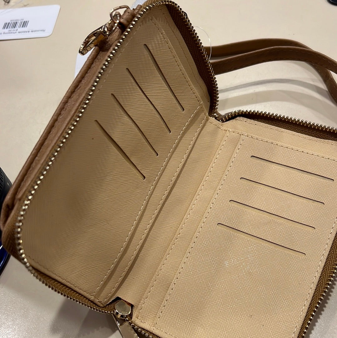 Tan cell phone wristlet and crossbody BC1148