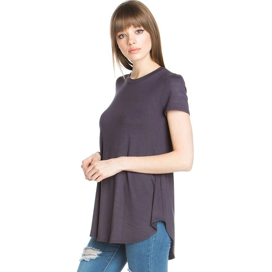 Loose Cut Short Sleeve Purple Grey 2278 AZ