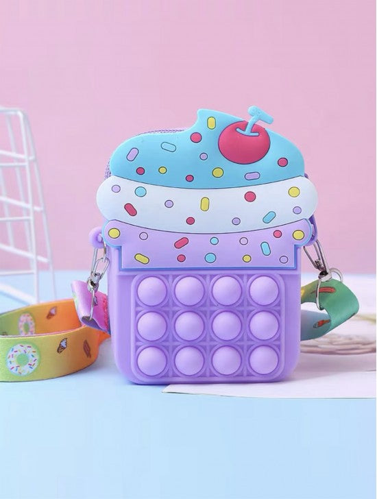 Kids pop it crossbody purse Purple