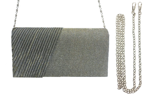 Silver clutch with pleated front 782