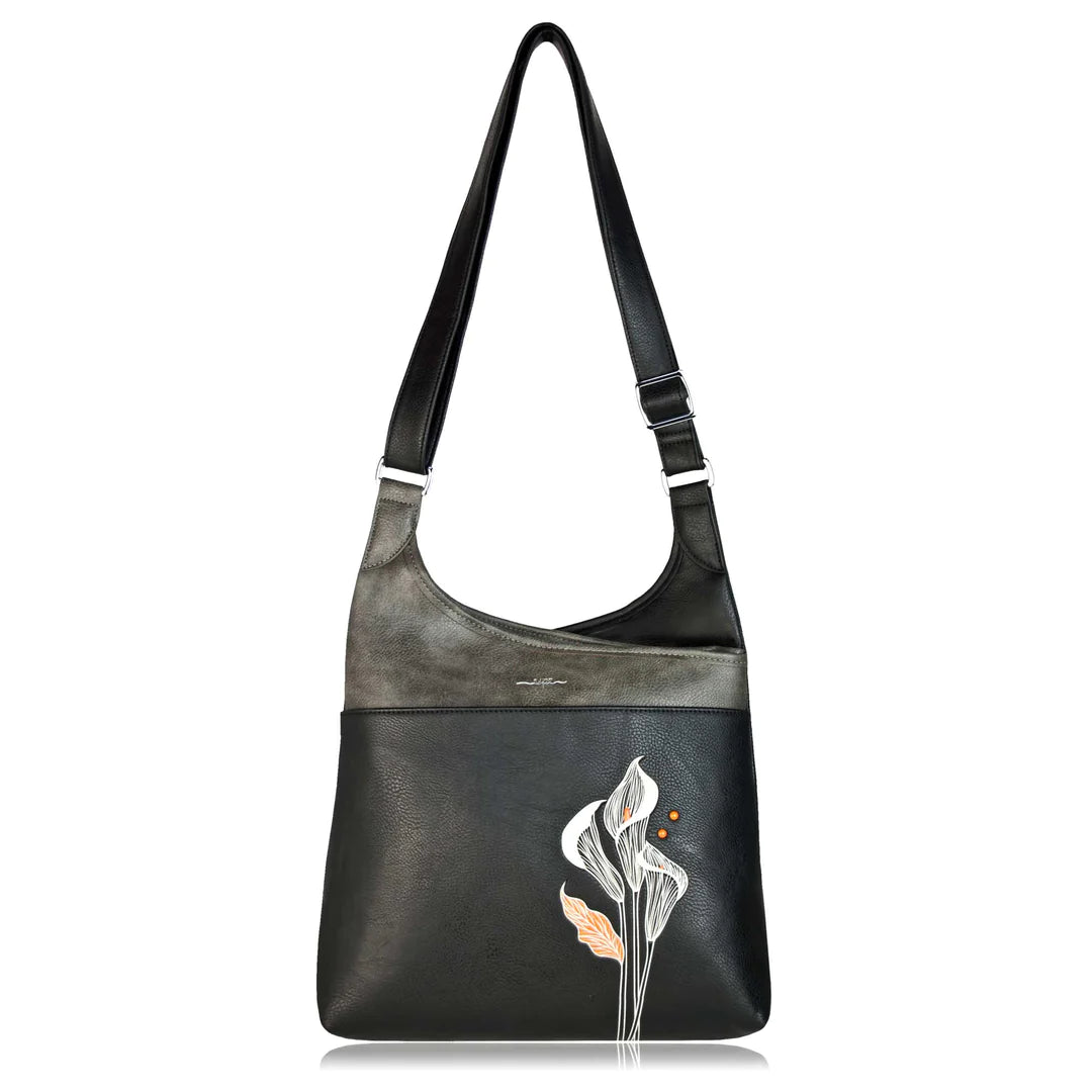 Calla black messenger bag