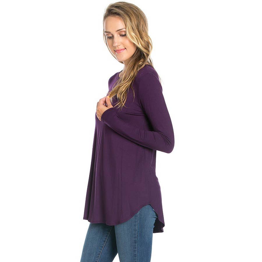 Crew Neck Long Sleeve Eggplant 2270 AZ