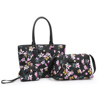 Black with Pink Flowers Purse & Pouch FW - Purse & Pouch Only