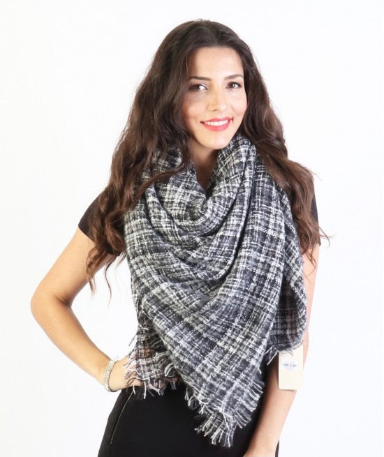 Blanket scarves Tartan ombré black 1674