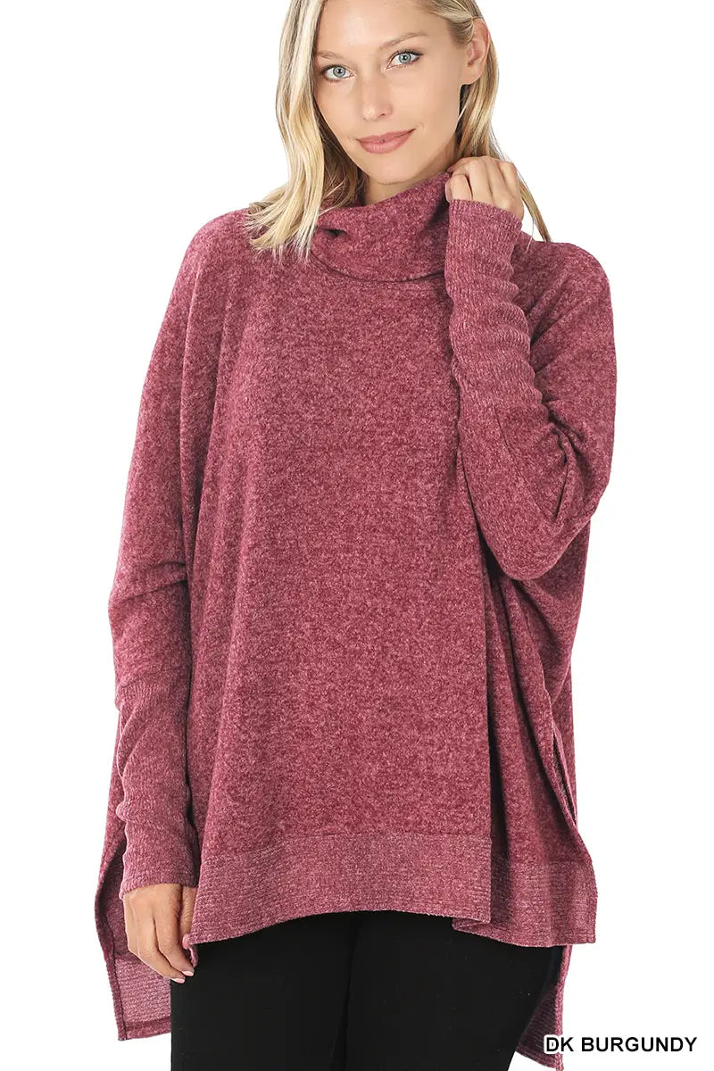 Burgundy cowl neck sweater hot sale