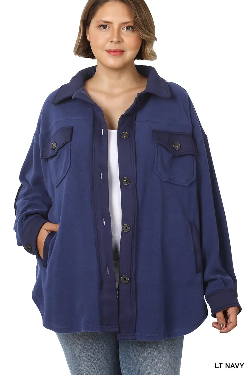 Navy oversized fleece Shacket VM