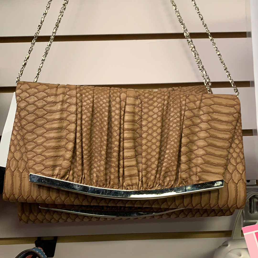 Tan Snake Print clutch