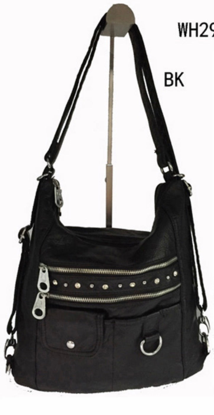 Black bling 3 in 1 with one front snap pouch