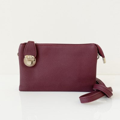 Bordeaux textured multi pouch wristlet/crossbody