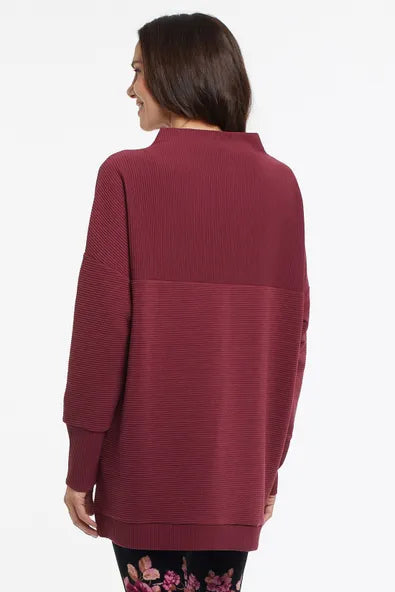 Tribal Funnel neck tunic in Ruby Wine
