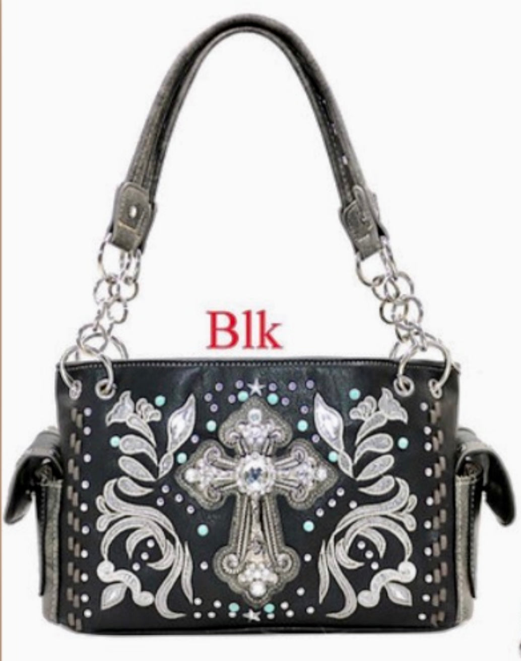 Black western purse with cross