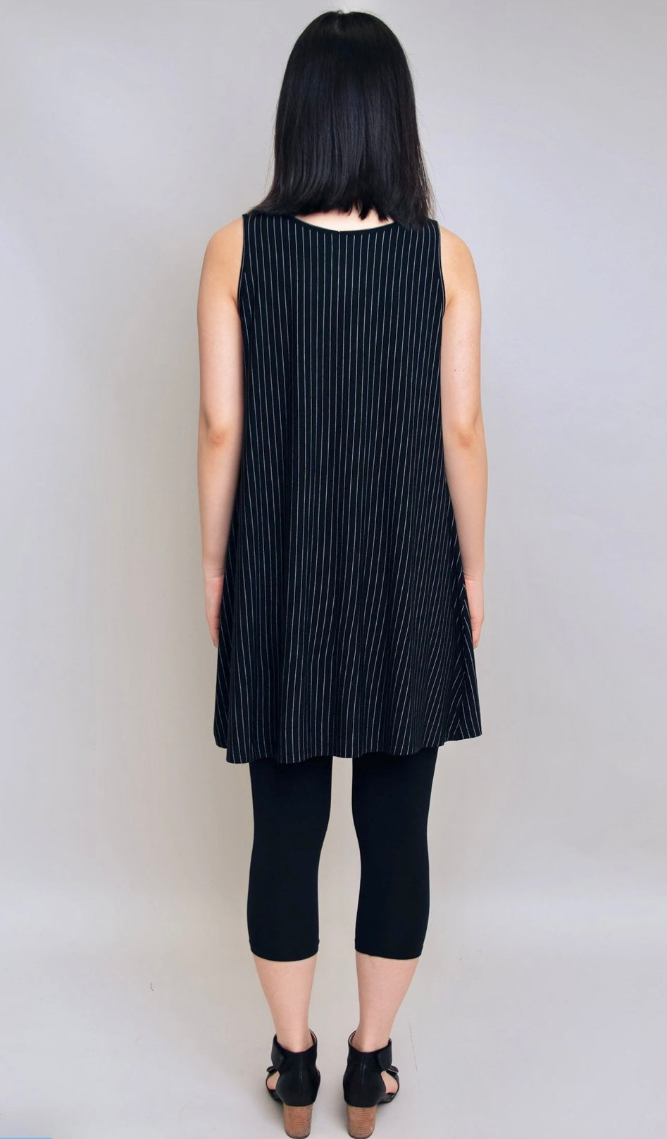 Bamboo Spirit Dress, BW pinstripe