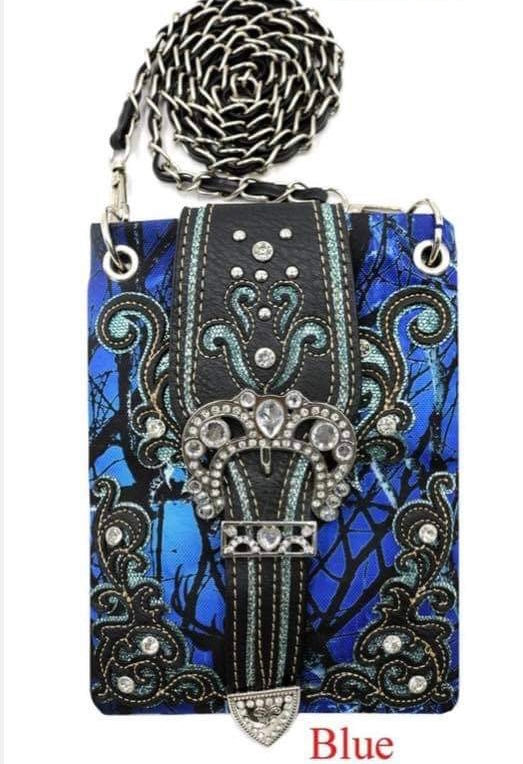 Blue Camo Print small messenger with Buckle