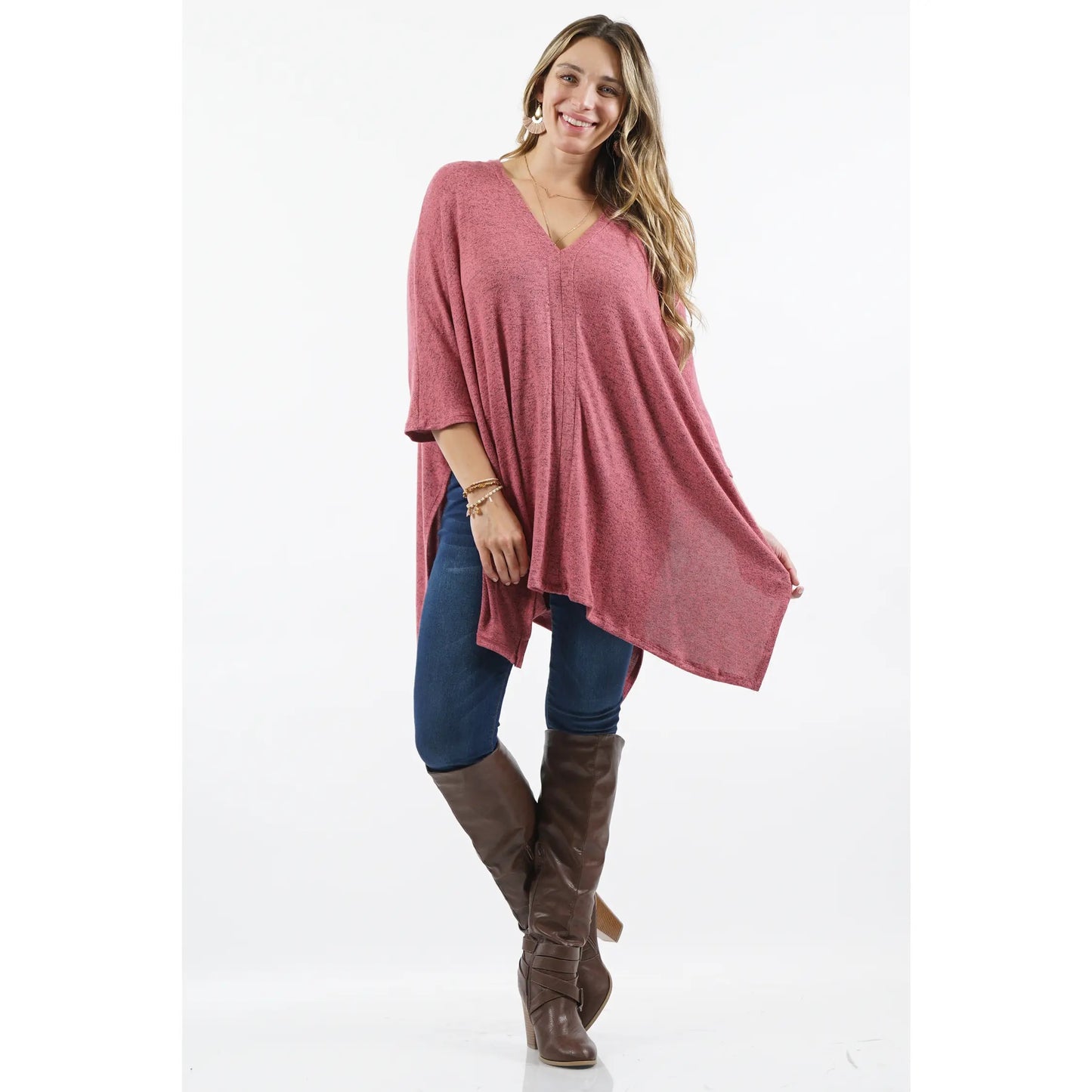 Rose melange oversized sweater